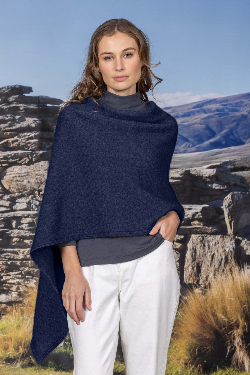 Woman wearing Noble Wilde - Merino & Possum North Cape (NW3086) in the colour Maritime.