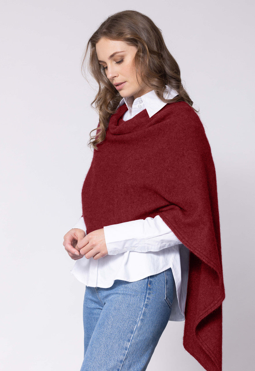 Woman wearing Noble Wilde - Merino & Possum North Cape (NW3086) in the colour Sangria.