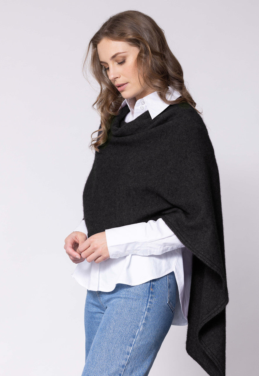Woman wearing Noble Wilde - Merino & Possum North Cape (NW3086) in the colour Black.