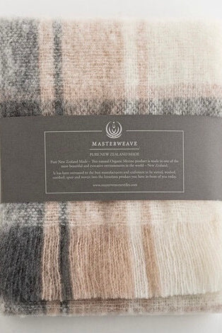 Plaid coloured merino wool scarf