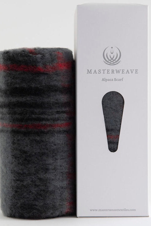Alpaca fur scarf in Grey/Black Check