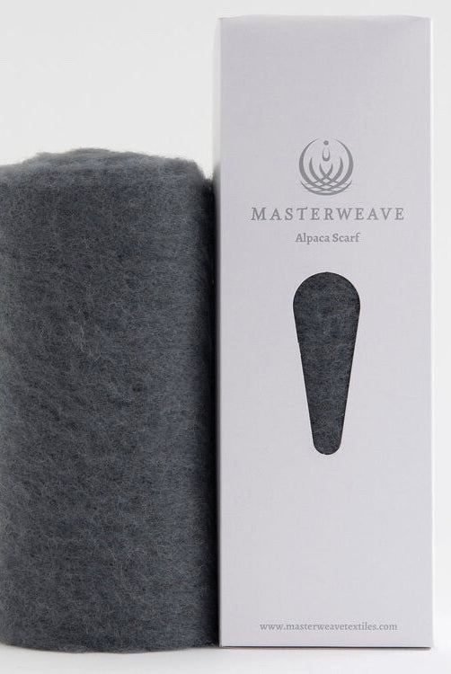 Grey/Black Marl colour scarf, rolled up