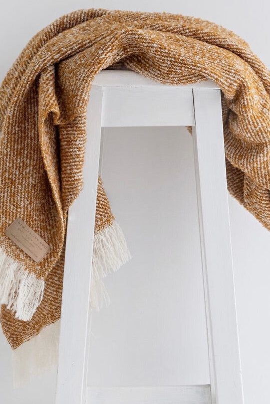 Mustard wool twill throw