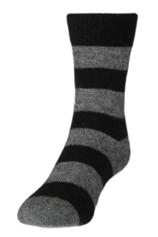 Striped Possum socks. Colour Black/Riverstone