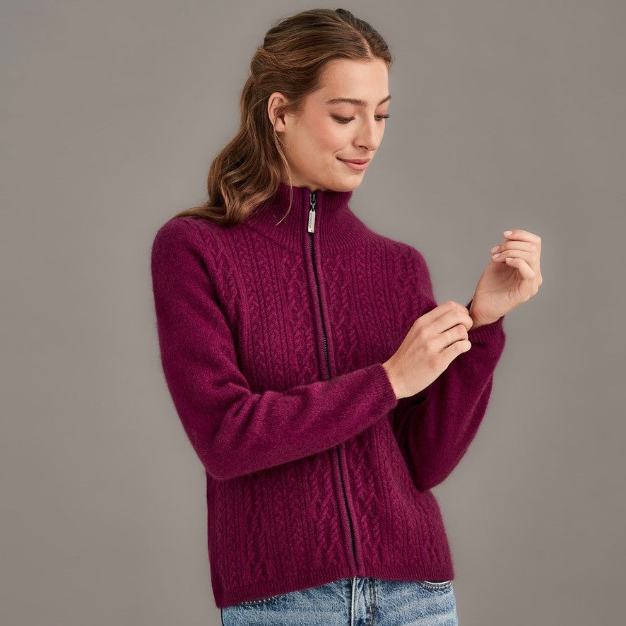 McDonald - Cable Zip Jacket (5039) Berry