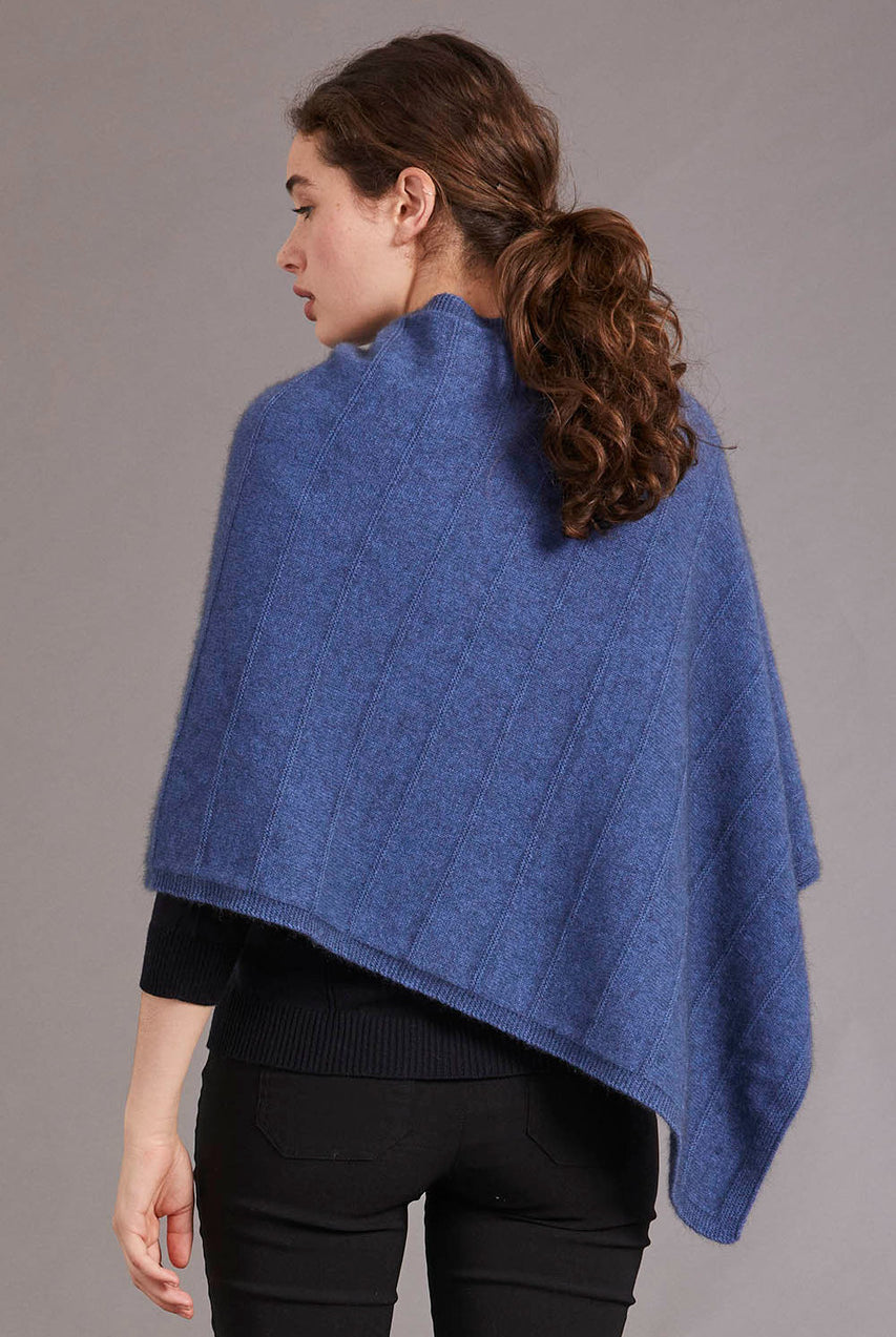 Orchid colour merino & possum garter detail poncho