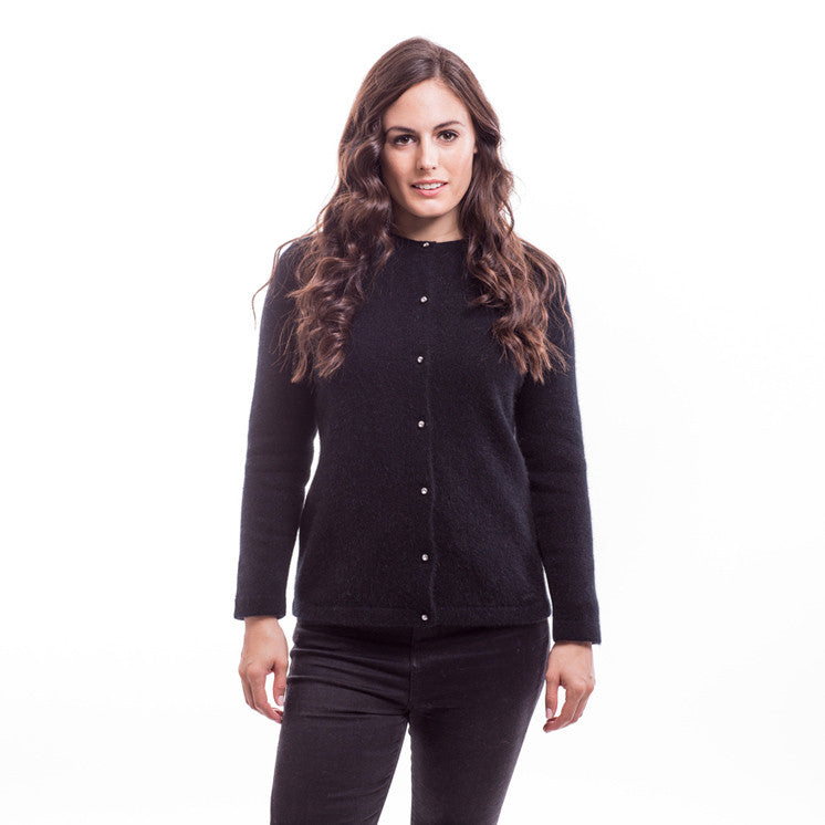 Possum and merino cardigan. Black