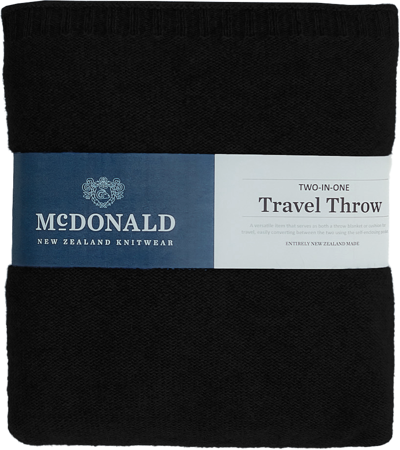 McDonald - Merino & Possum Travel Throw (699) in the colour Black
