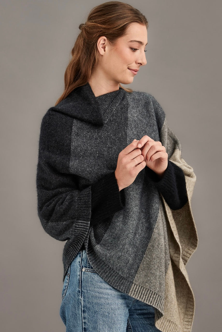 McDonald - Merino & Possum Ombre Poncho (5010) Sepia