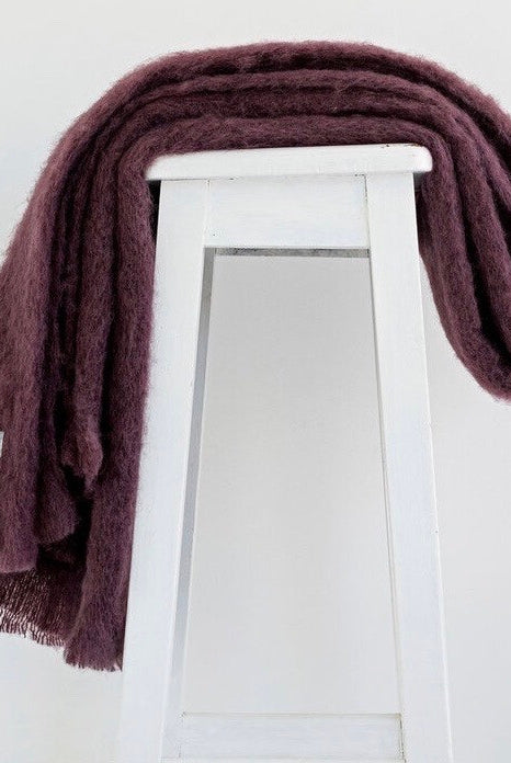 Mulberry colour Mohair blanket throws