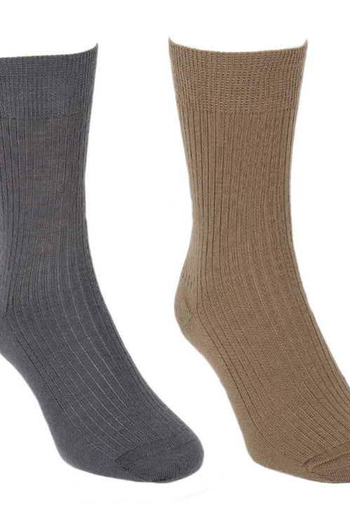 A pair of different coloured Lothlorian woman’s merino & lambswool dress socks.