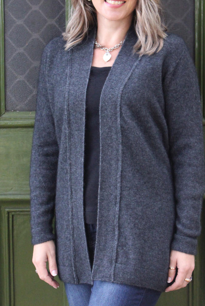 Woman wearing Charcoal colour jacket