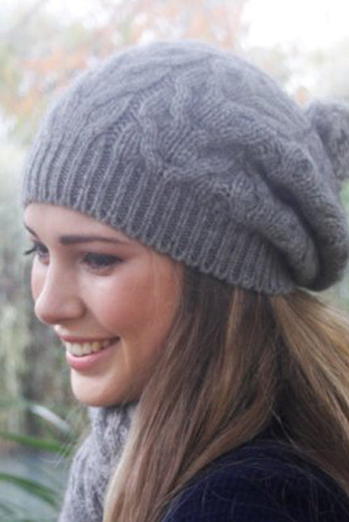 Beanie with pom pom in colour Charcoal