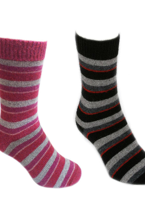 Pink and Pumpkin colour striped socks