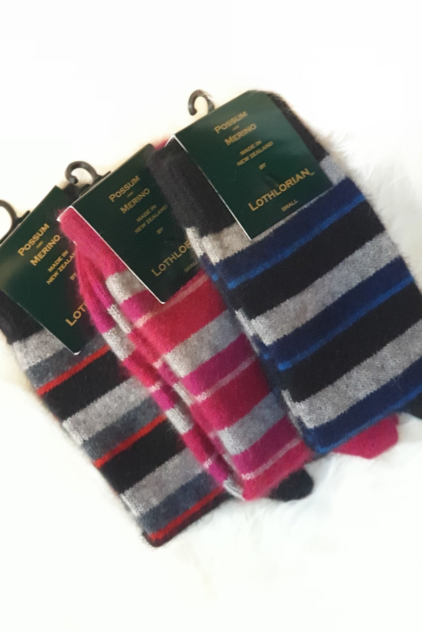 Three pairs of striped socks