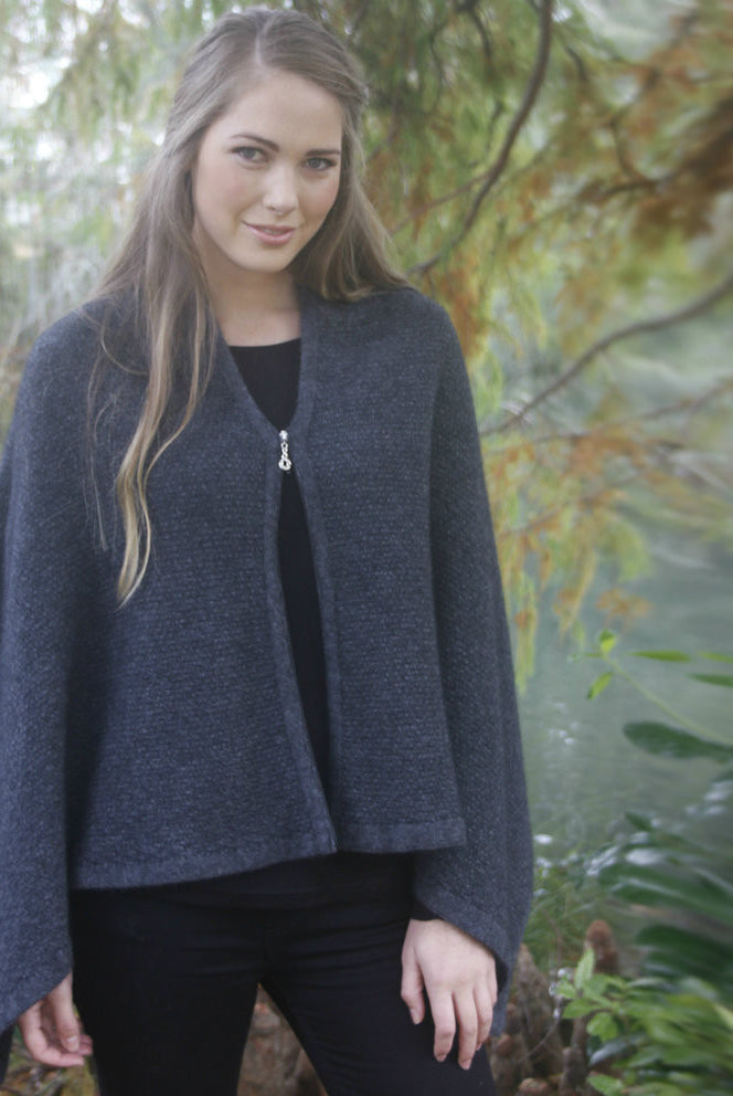 Half way zipped wrap in colour Charcoal