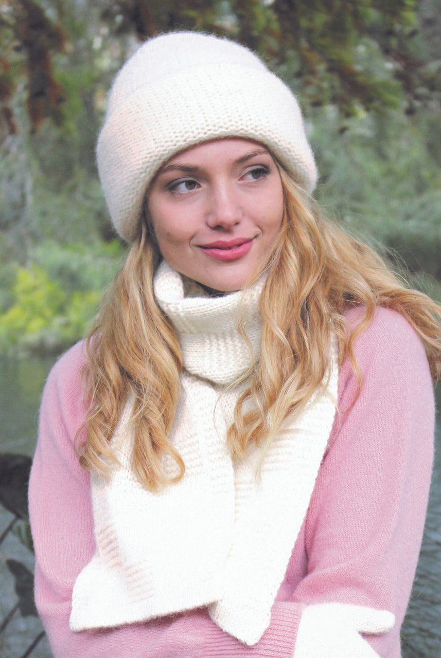 Grid scarf in colour Natural