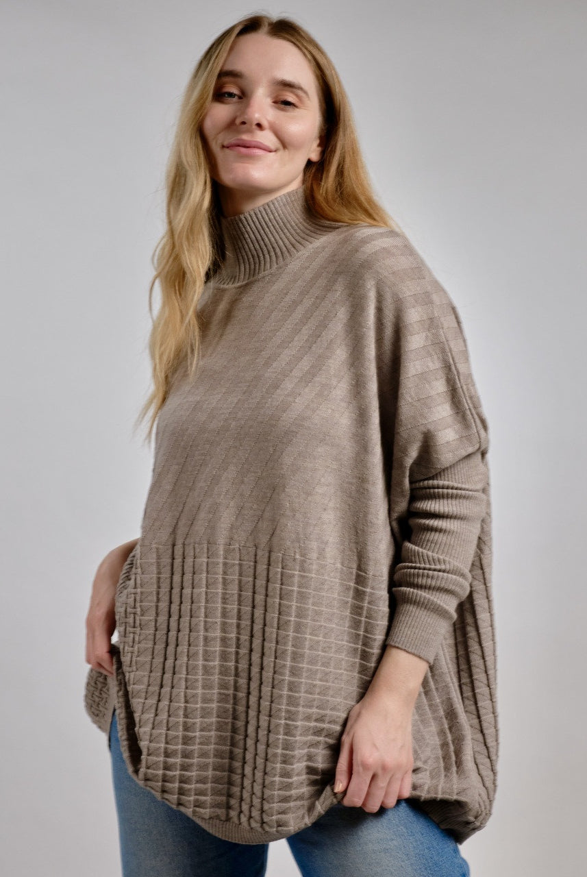 Close up of Country Laine - Merino Textured Sloppy Joe (CL0059) in the colour Chateau.