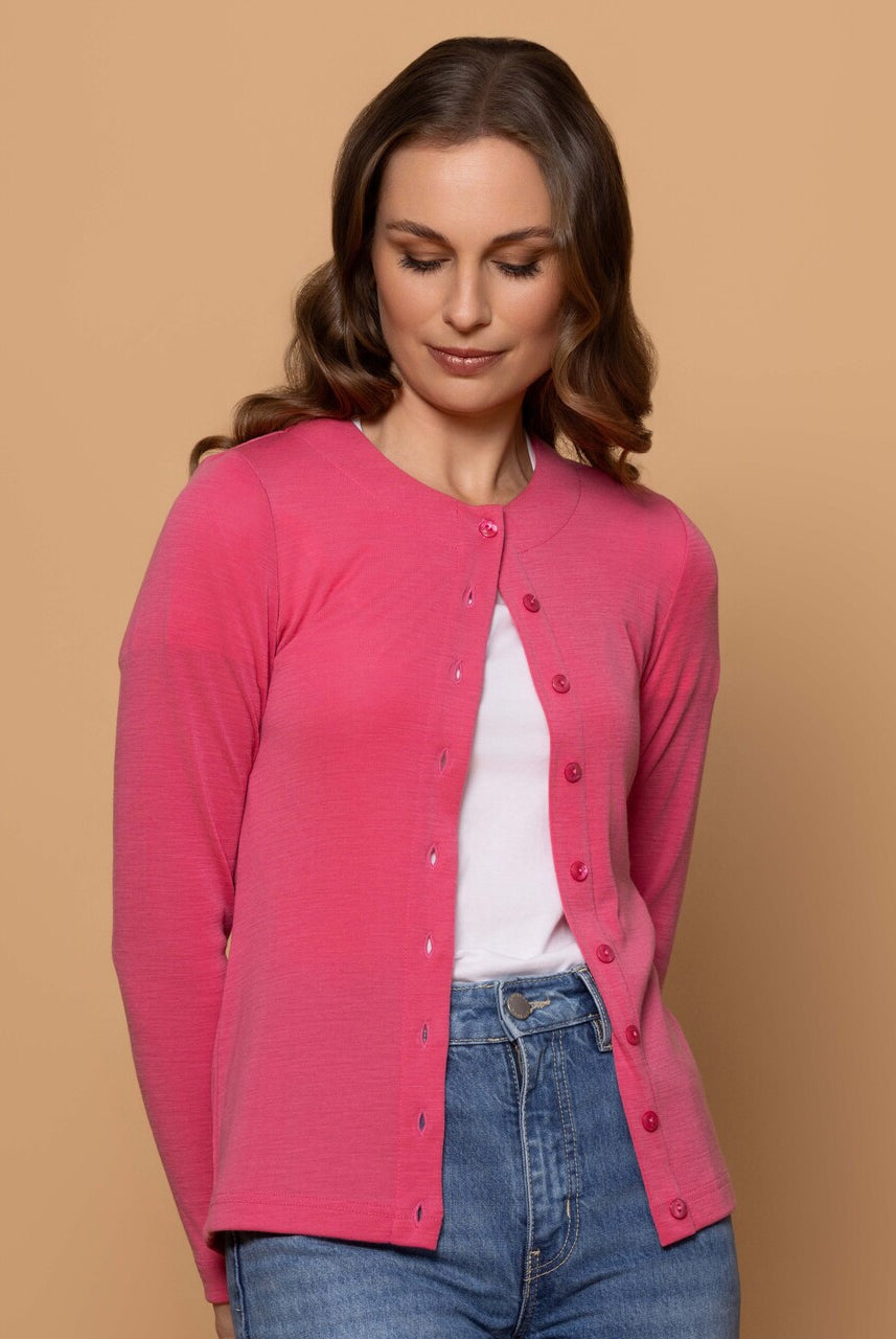 Bay Road - Merino Legend Crew Cardigan (BR786) BR786 in Peony