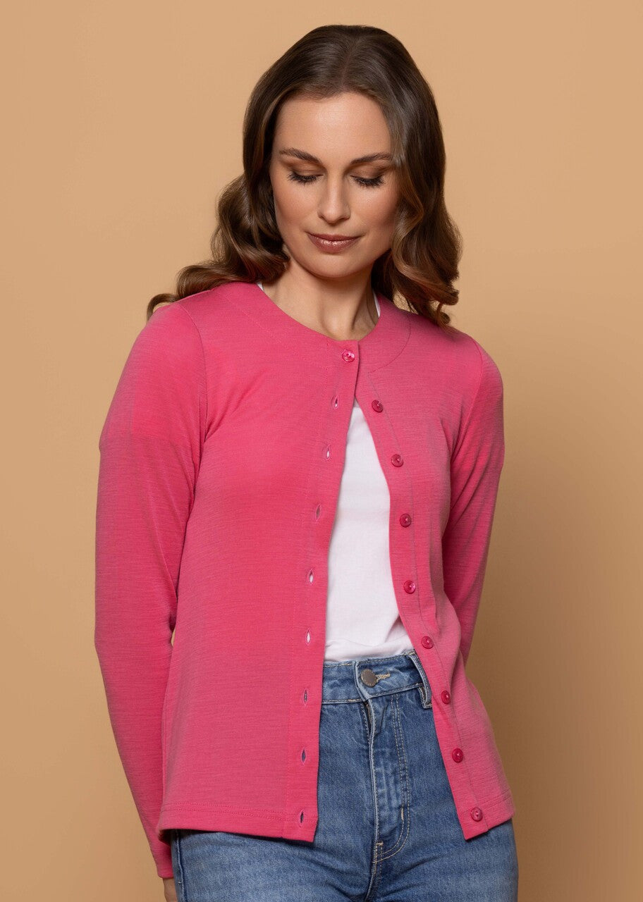 Bay Road - Merino Legend Crew Cardigan (BR786) BR786 in Peony