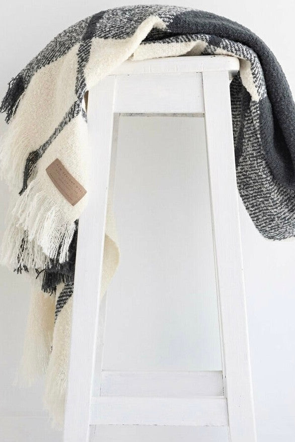 Block Check wool twill throw