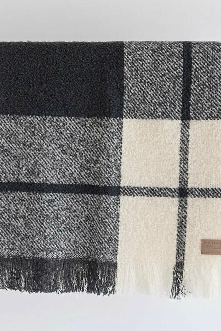 Block Check wool twill throw