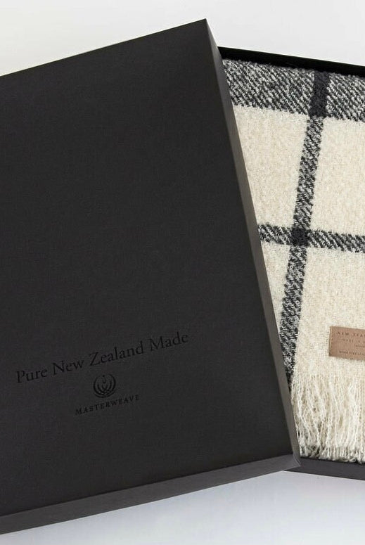 Block Check wool twill throw