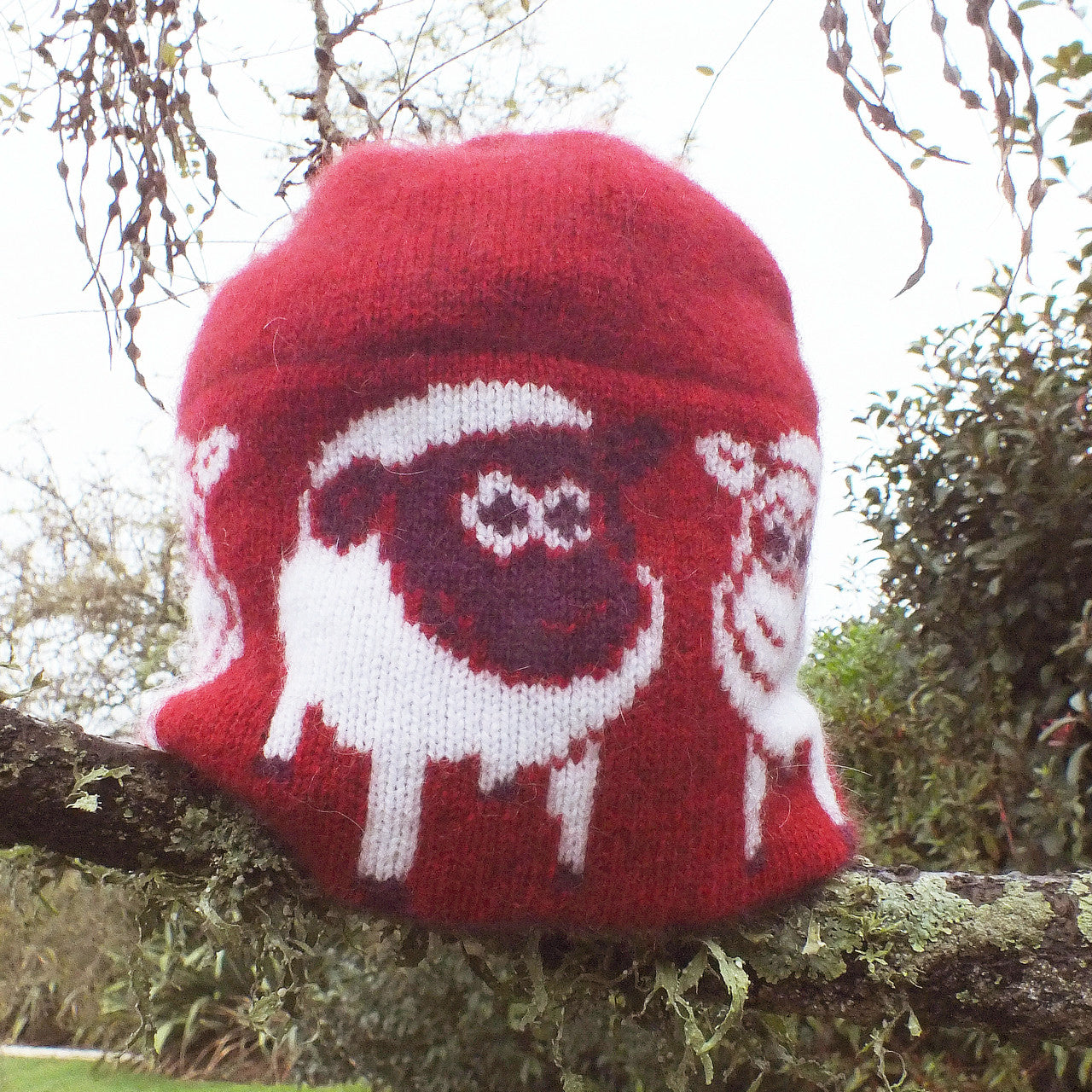 Beanie in colour red.