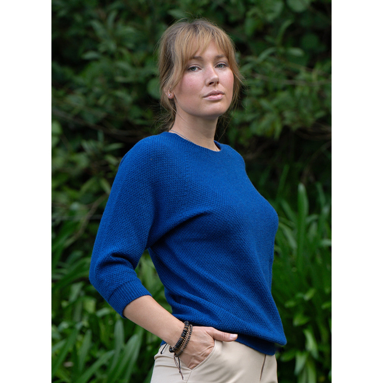 Lothlorian - Cotton & Merino Penny Textured Jumper (CM102) Cobalt