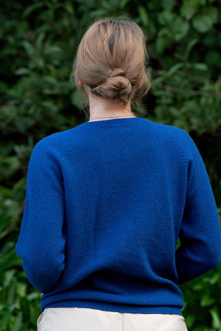 Lothlorian - Cotton & Merino Penny Textured Jumper (CM102) Cobalt