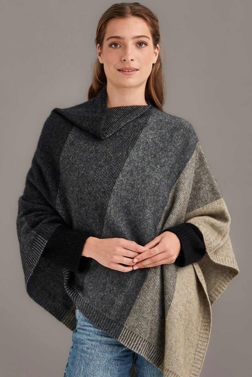 McDonald - Merino & Possum Ombre Poncho (5010) Sepia