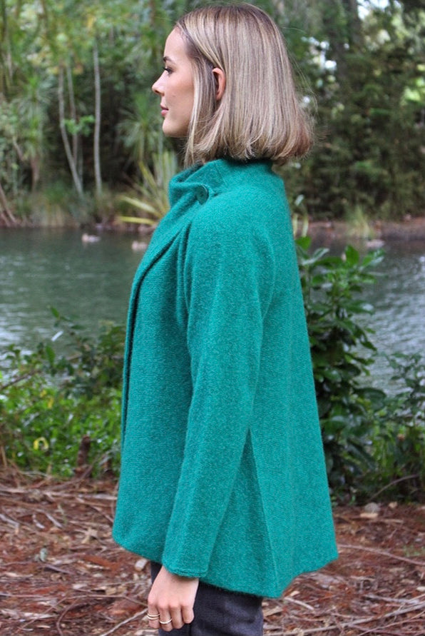 Lothlorian - Merino & Possum Enfold Jacket (9780)Emerald