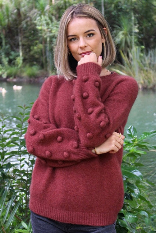 Lothlorian - Merino & Possum Bobble Sleeve Jumper (9781)Dusk