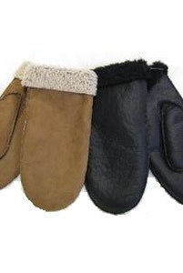 Top view of lambskin leather gloves. Black and brown.