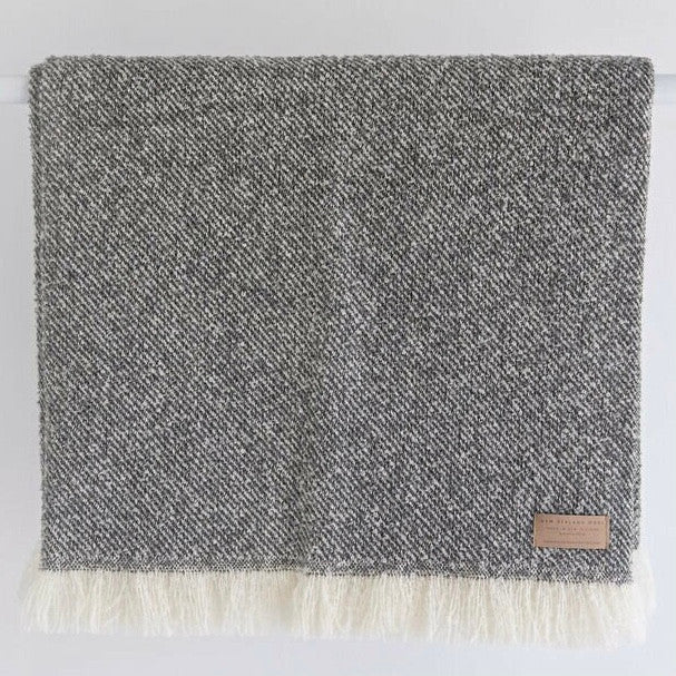 Grey wool twill throw