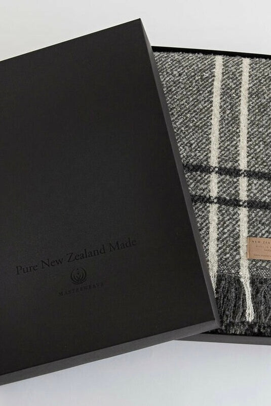 Grey Check wool twill throw