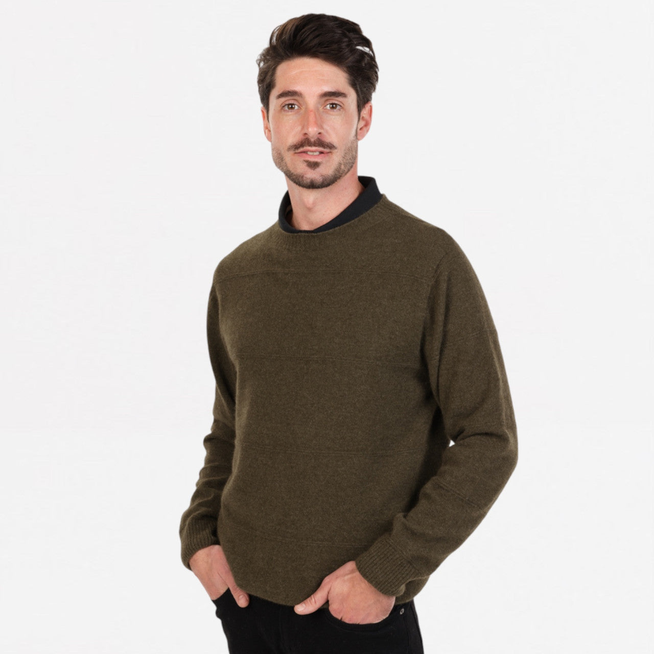 Native World - Men's Ripple Stitch Sweater (NB438) Fern