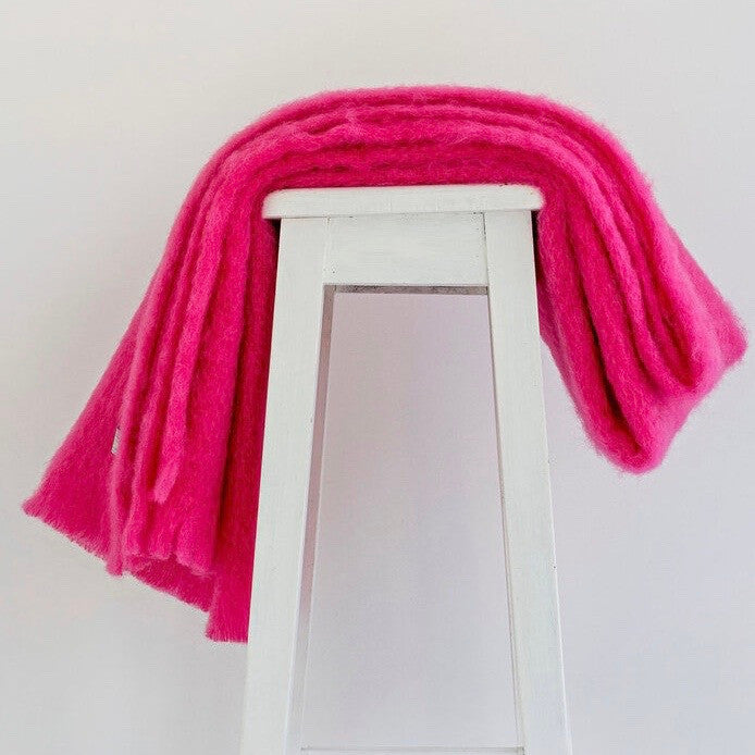 Hot Pink colour mohair rug