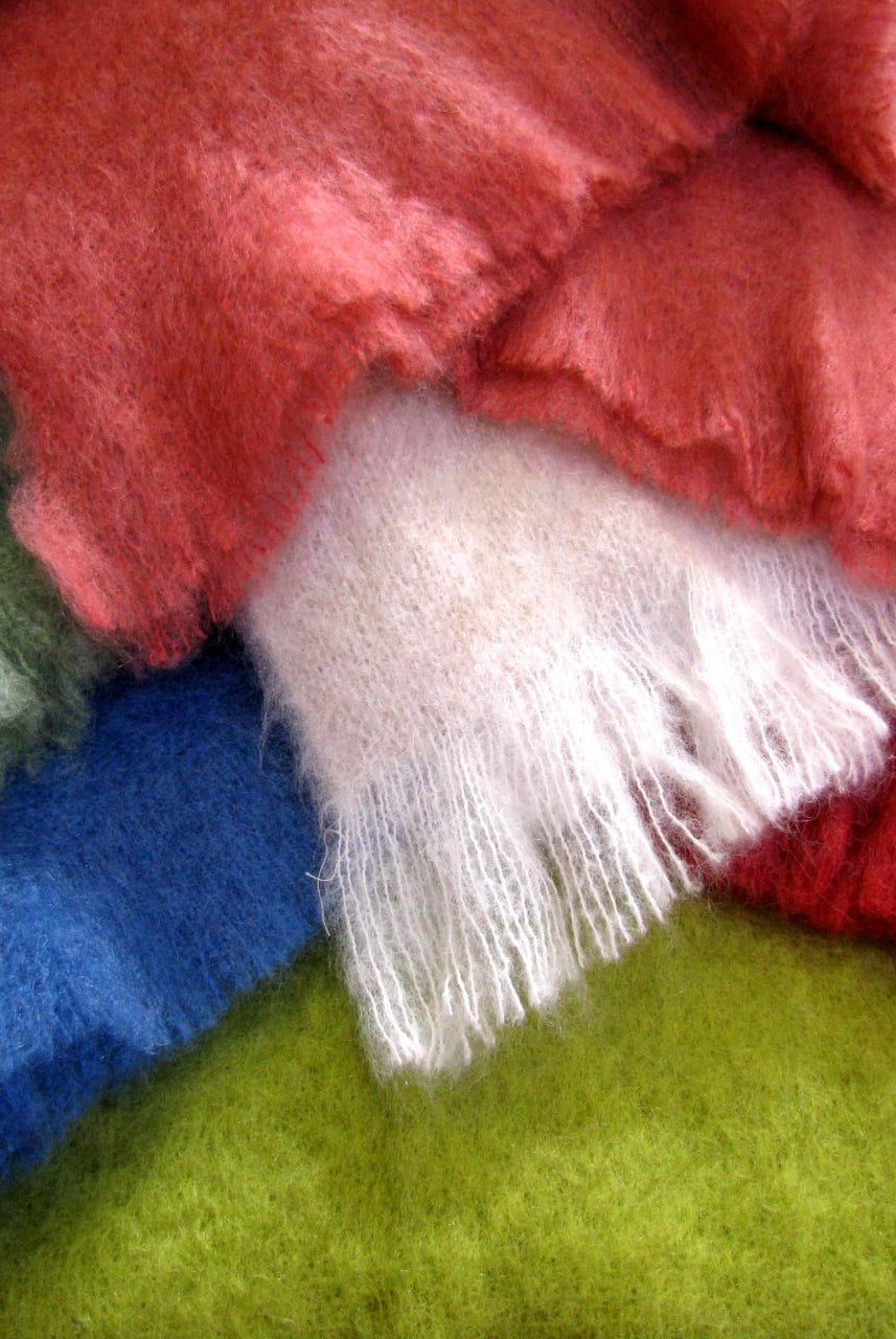 Different Coloured Mohair blanket throws