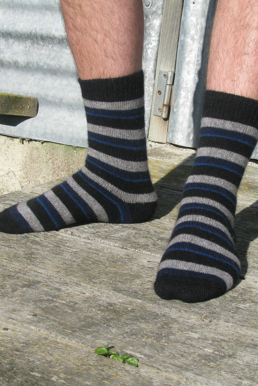 Striped socks in lagoon colour