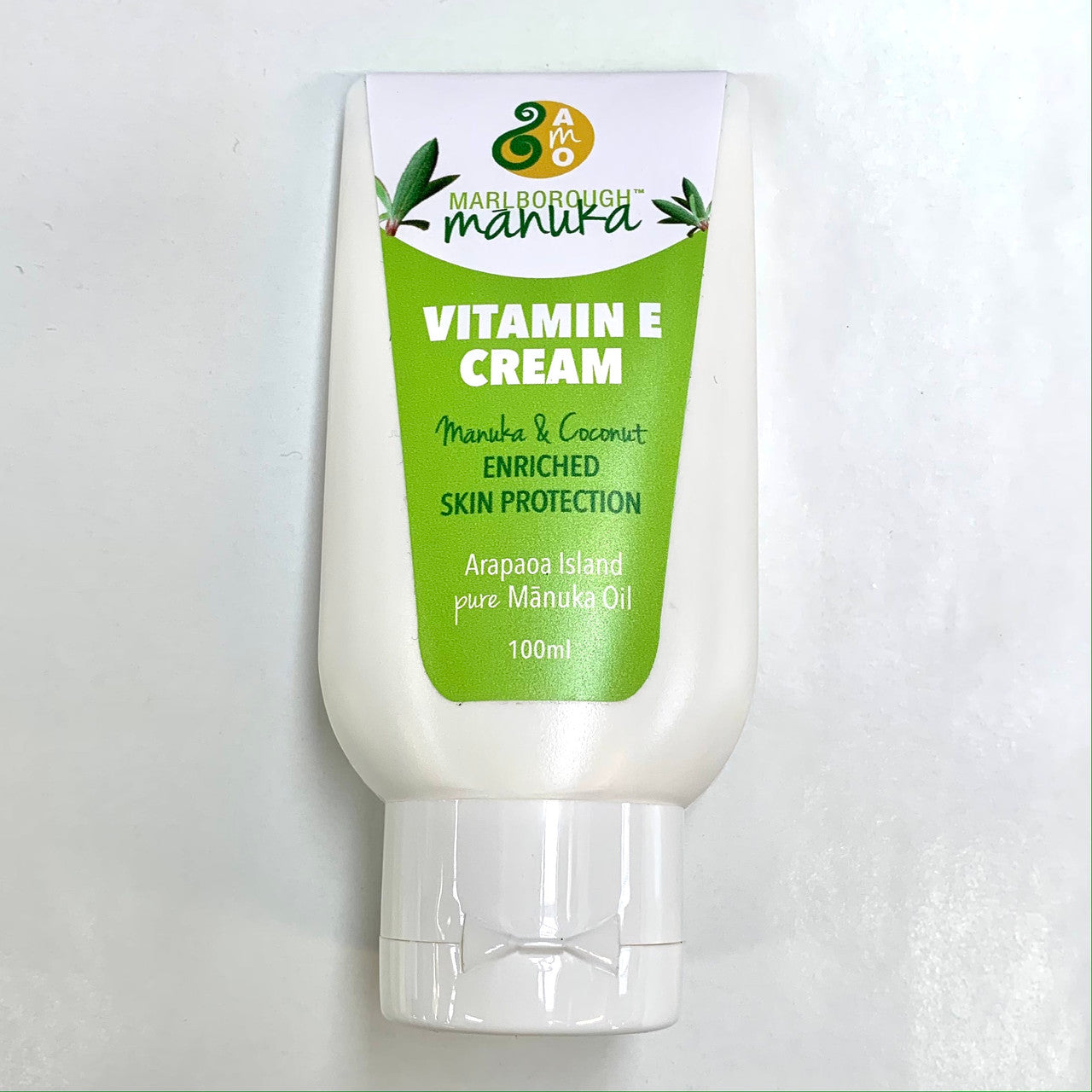 100ml cream bottle in white with lime green and white label.