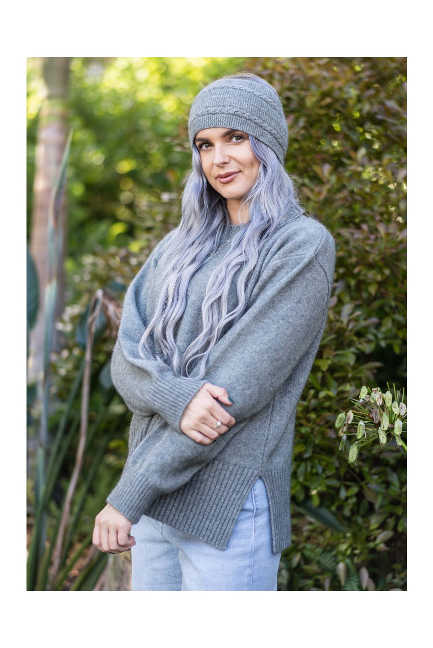 Split Hem Jumper - Mist