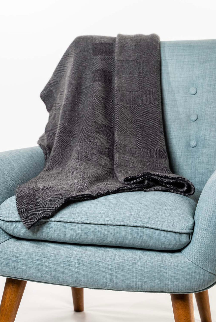 Koru - Merino - Possum Jacquard Throw (KO965) (Navy/Mist).