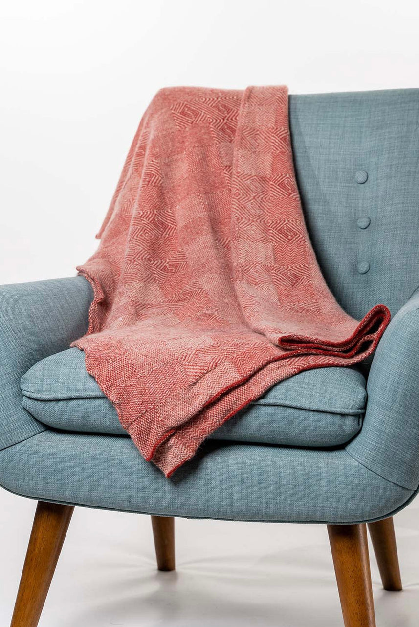 Koru - Merino - Possum Jacquard Throw (KO965) (Melon/White).