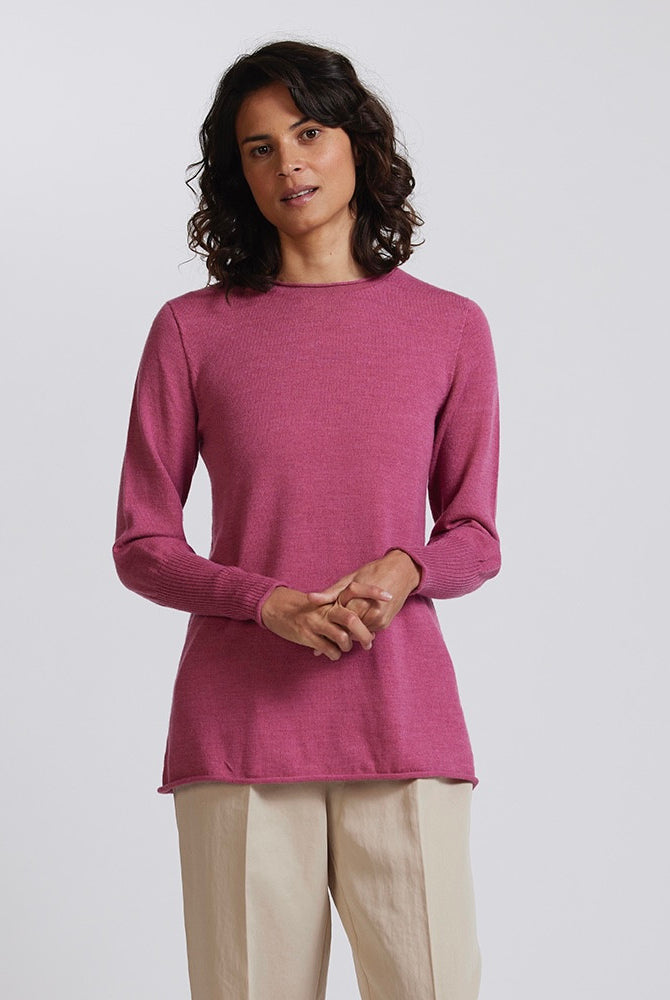 Royal Merino - 100% Merino A-Line Crew (RM3000) Azalea.
