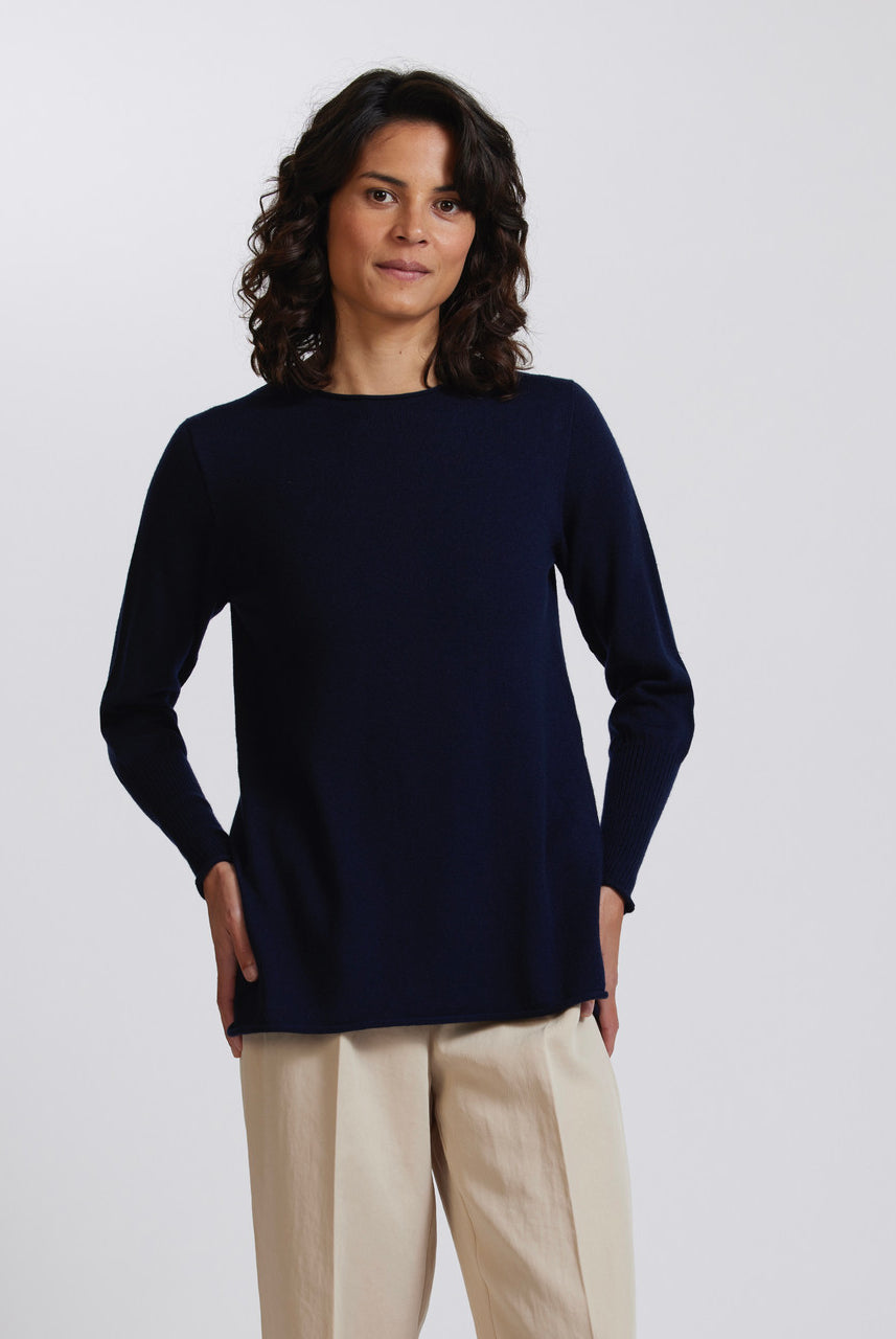Royal Merino - 100% Merino A-Line Crew (RM3000) Light Navy.