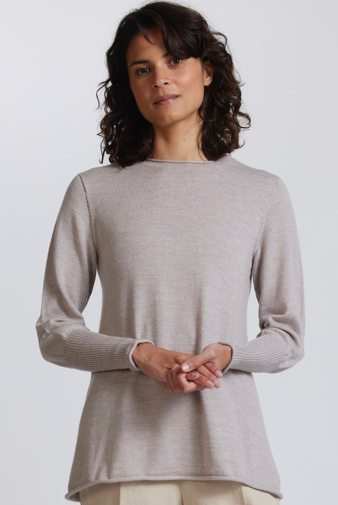 Royal Merino - 100% Merino A-Line Crew (RM3000) Light Sand.