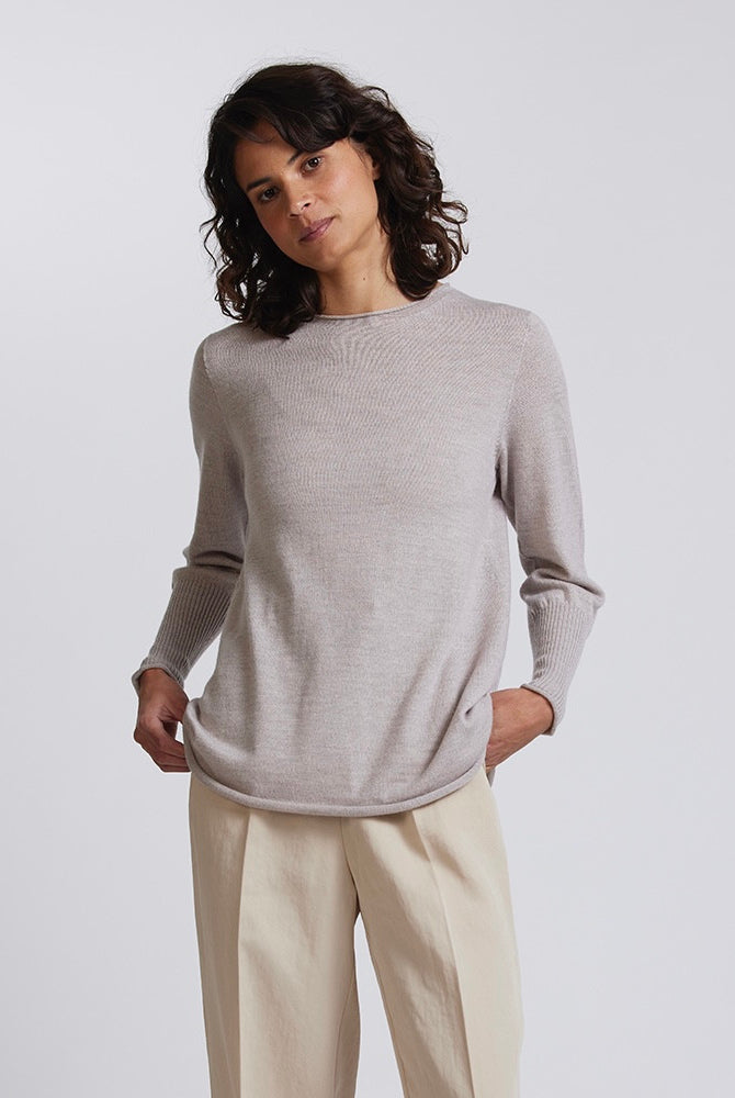 Royal Merino - 100% Merino A-Line Crew (RM3000) Light Sand.