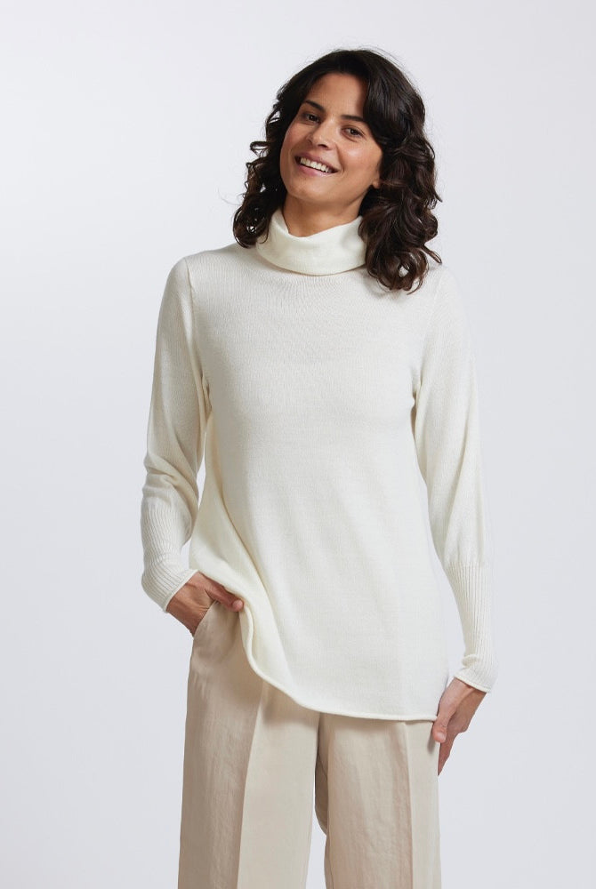 Royal Merino - 100% Merino A-Line Funnel Neck (RM3002) Natural.