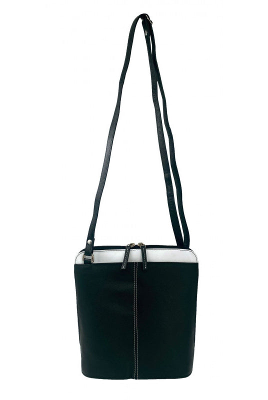 Baron & Burton - Small Ladies Leather Handbag Black/White